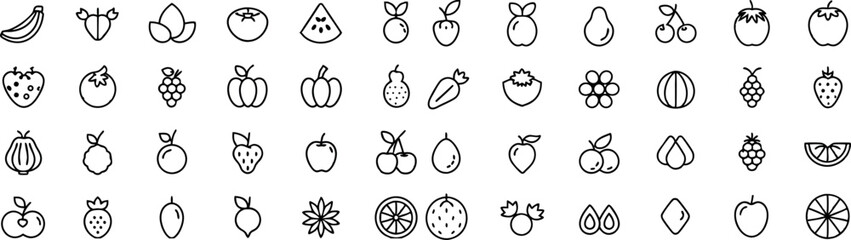 Fruit set Line icons. 