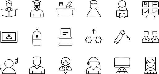 Teacher Line Editable Icons set.