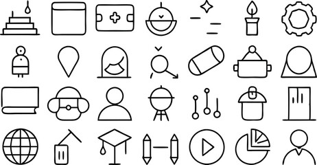 Teacher Line Editable Icons set.