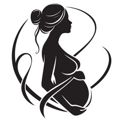 Pregnant woman vector illustration silhouette sign isolated on white background