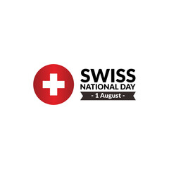 Fototapeta premium Happy switzerland national day, Happy swiss national day, august 1st celebration, design illustrations, transparent image.