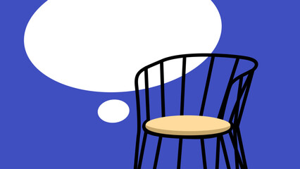 An empty chair. Sitting and contemplating. Take a break for creative thinking.