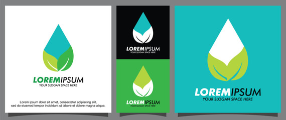 Modern water logo and leaf logo template