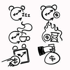 hand drawn doodle time management related illustration