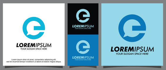Modern letter e and talk logo template