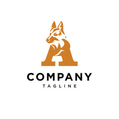 Letter A German Shepherd Logo Icon Vector