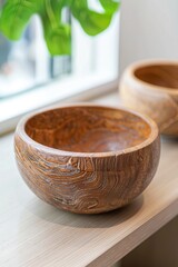Handcrafted wooden bowl with rich grain patterns