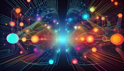 Obraz premium Generative AI creating complex network structures, tech, multicolor, digital illustration, hightech