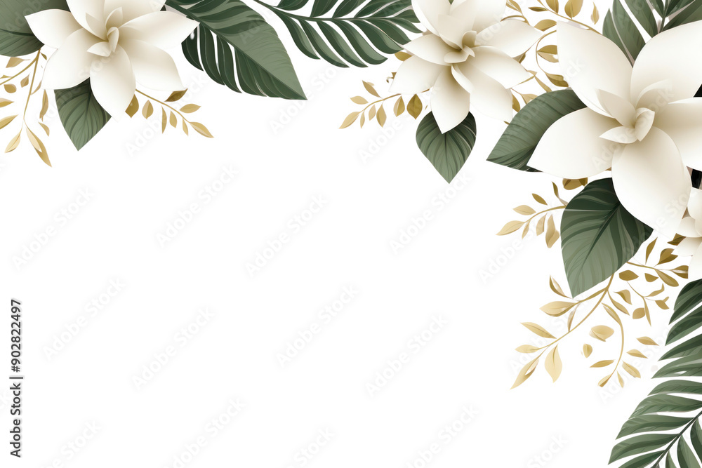 Poster PNG Elegant floral corner border design