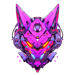 Cat head mechanical cyborg mecha robot illustration