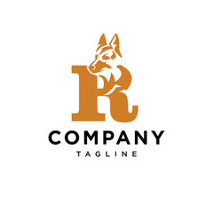 Letter R German Shepherd Logo Icon Vector