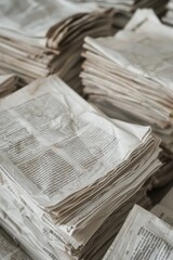 A stack of newspapers sits on a table, great for use in office or news-related contexts
