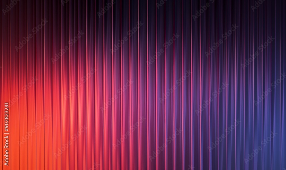 Poster an abstract background with vertical, multicolored lines blending from red and orange tones at the b