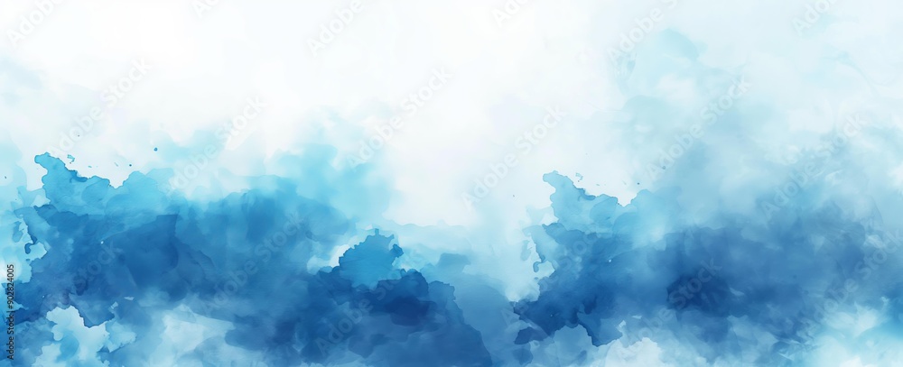 Poster abstract watercolor background in shades of blue, evoking a sense of clouds and mist. the soft gradi