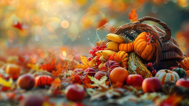 A colorful display of fall produce captures the essence of Thanksgiving