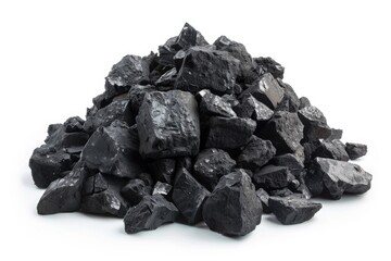 Obraz premium A pile of coal sitting on a clean white surface