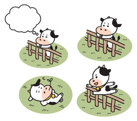 白と黒のコミカルでかわいい牛のキャラ素材