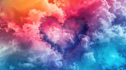 Fototapeta premium Colorful Abstract Clouds Forming Heart Shapes in the Sky