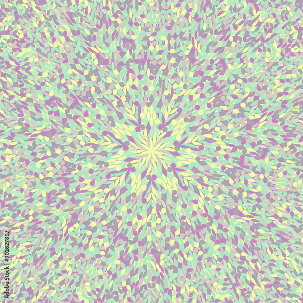 Poster geometrical dynamic abstract stylized flower pattern background - colorful hypnotic psychedelic flor