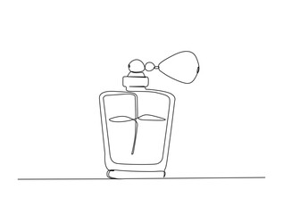 Continuous one line drawing of elegance perfume spray bottle. Vintage perfume spray single line vector illustration.