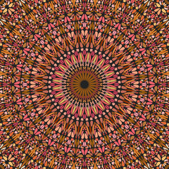 Psychedelic geometrical dynamic floral mosaic mandala background design - abstract colorful hypnotic vector graphic