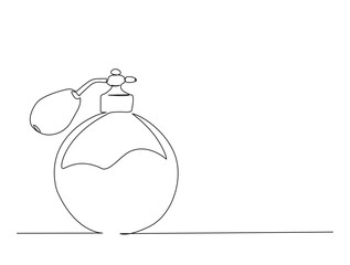 Continuous one line drawing of elegance perfume spray bottle. Vintage perfume spray single line vector illustration.