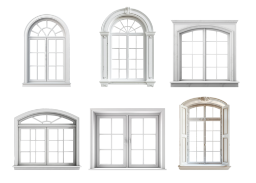 Six distinct window designs highlighting elegant architecture and varied styles perfect for enhancing home aesthetics