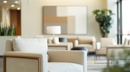 Modern Hotel Lounge: Relaxing Seating, Artful Ambiance, Guests Chatting Comfortably