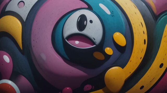 Abstract motion graffiti background, animation funny art illustration looping