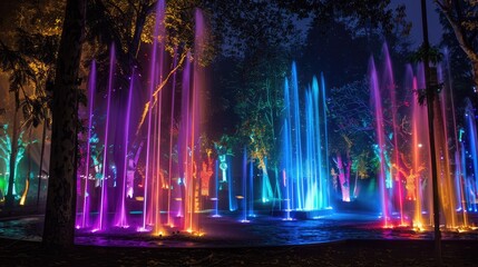 Fototapeta premium A magical light show in a park.