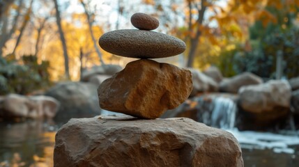 A lopsided stone balanced precariously on a larger rock