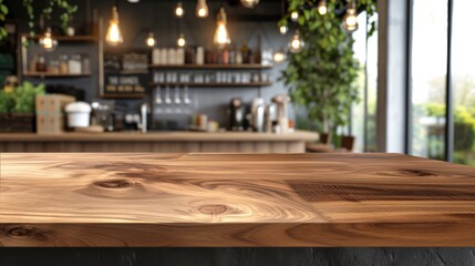 A smooth wooden tabletop with a warm, natural grain, set against a blurred background