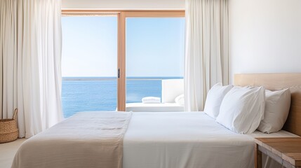 Serene Retreat: Minimalistic Design Cozy Hotel Room With Breathtaking Sea View