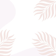 Soft pastel background with plant elements. Greeting card frame design. PNG illustration.