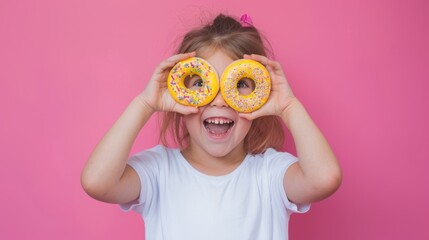 The girl holding donuts