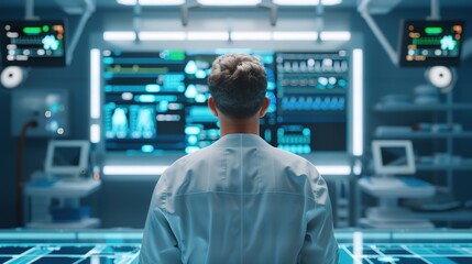 Advanced Surgical Technology in Operating Room - Surgeon Using Futuristic Equipment for Precision Healthcare