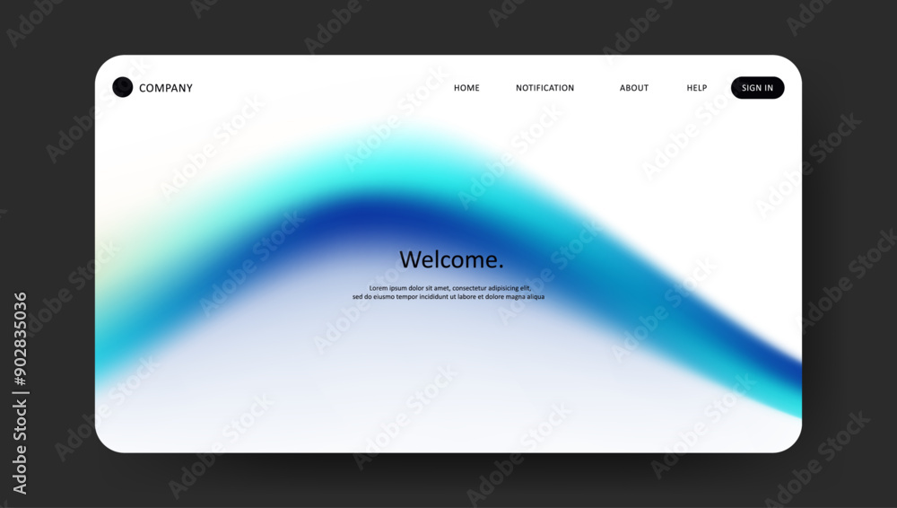 Poster abstract wave futuristic design of landing page. retro gradient mesh website design