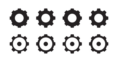 Cogwheel and gear wheel black symbol on white background flat vector illustration.	
