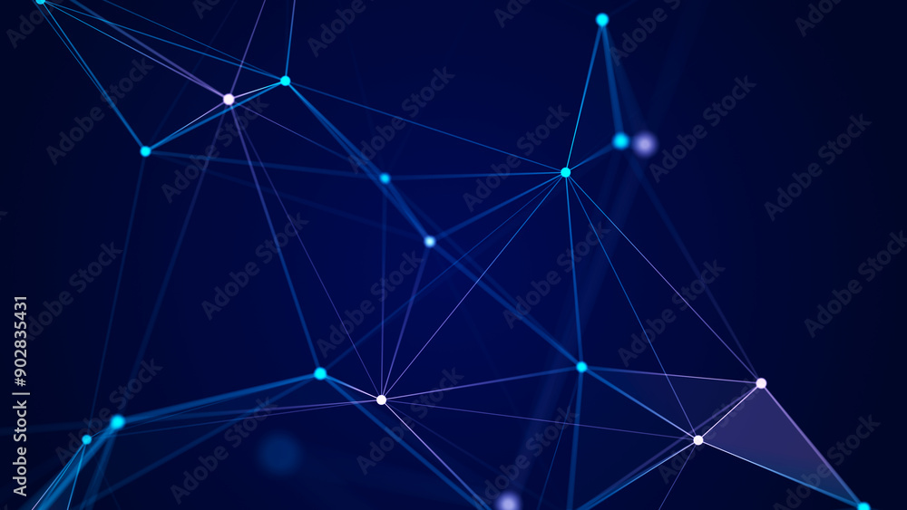 Aufkleber abstract background connecting colored lines and dots. network connection structure. data exchange. 