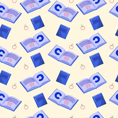 Seamless background pattern of book bundle. Back to school, teacher's day, love of knowledge. Vector illustration EPS10
