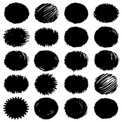 A collection of black circles displayed against a white background