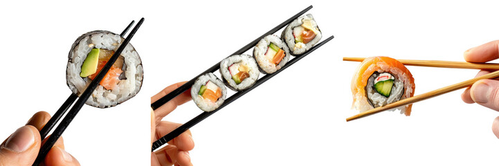 Sushi, Japanese food. Transparent background