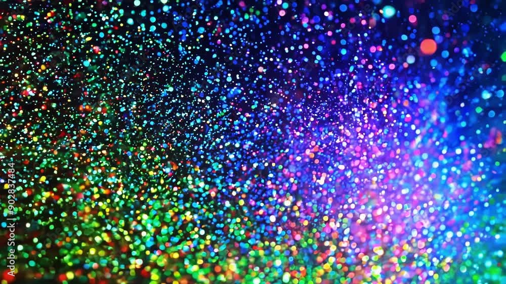 Poster a beautiful and abstract representation of chromatic aberration as sparkling particles illuminate th