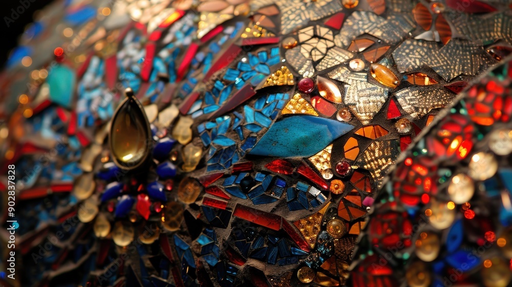 Poster an ornate turkish mosaic lamp displays a stunning array of colorful tiles, casting mesmerizing light