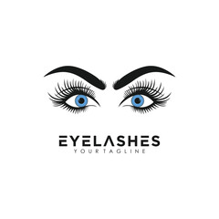 Eyelashes logo design vector icon with premium concept