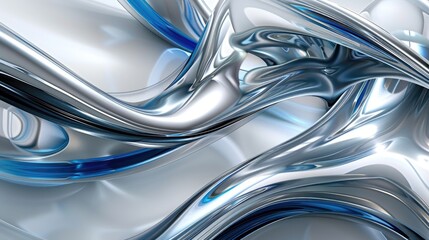 Contemporary abstract design with a glass wave and blue highlights, creating a sleek and polished backdrop.