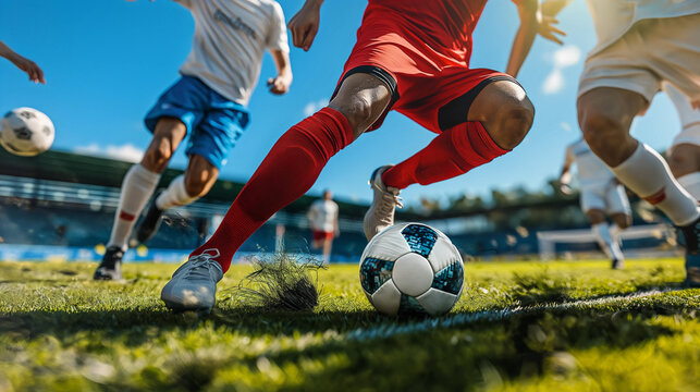 Fototapeta soccer player kicking ball