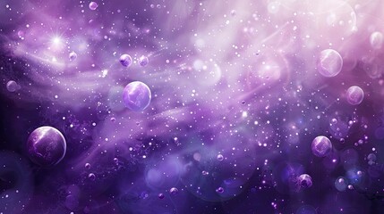 Naklejka premium A purple background with soft, glowing orbs and light flares, creating a mystical and ethereal scene.