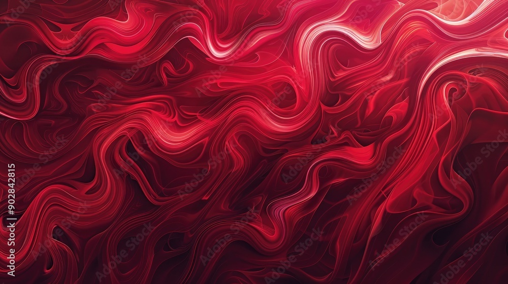 Poster a red background with abstract, swirling patterns in varying shades of red, creating a dynamic and e