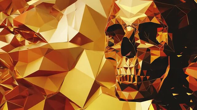 Golden geometric skull art